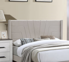 Light Brown Color 1pc Eastern King Size Bed Burlap Fabric Headboard Upholstered Bedroom Furniture Platform Bedframe