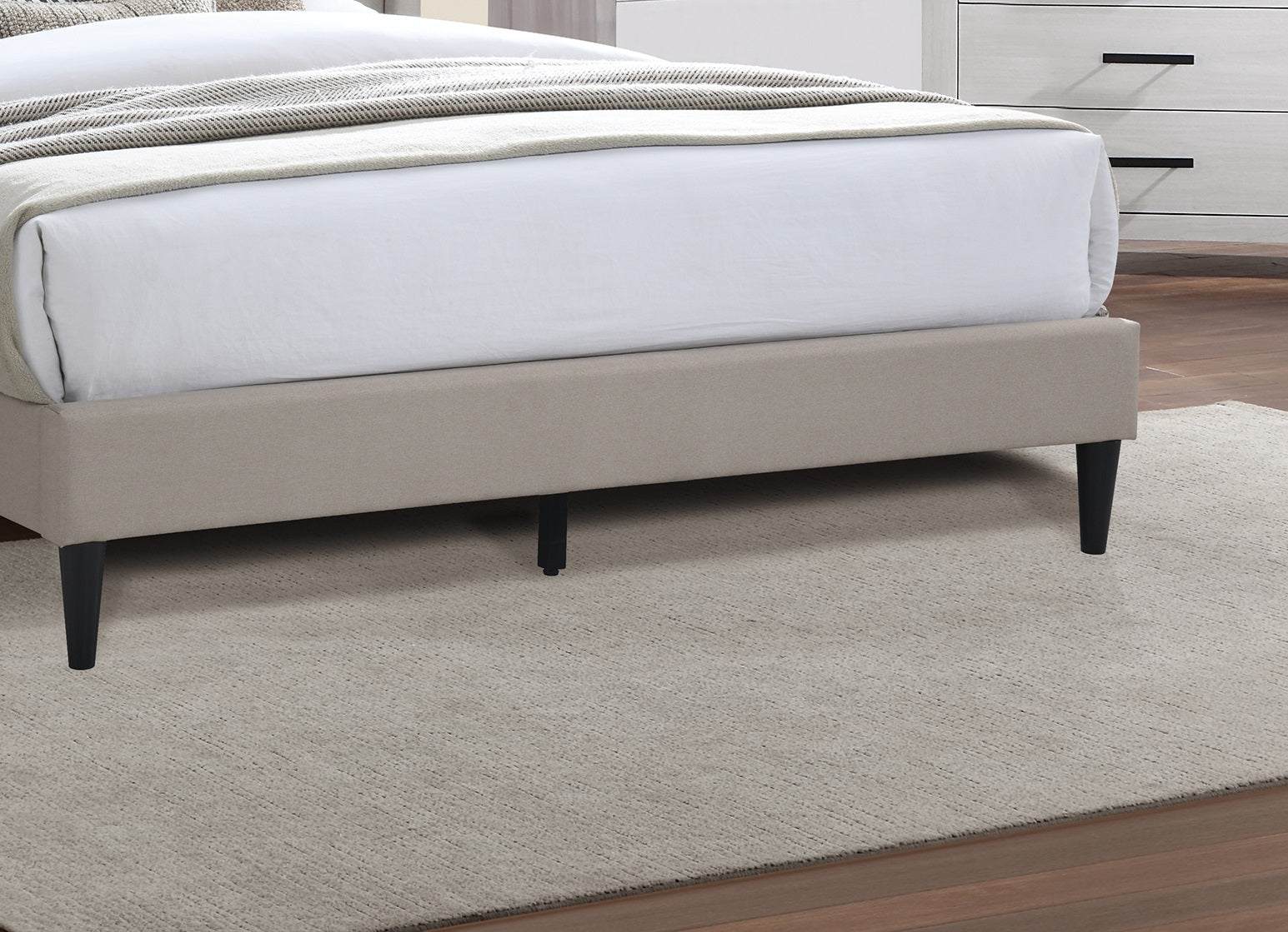 Light Brown Color 1pc Eastern King Size Bed Burlap Fabric Headboard Upholstered Bedroom Furniture Platform Bedframe