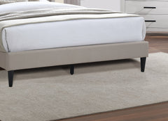 Light Brown Color 1pc Eastern King Size Bed Burlap Fabric Headboard Upholstered Bedroom Furniture Platform Bedframe