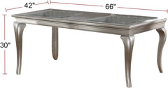 Traditional Dining Table Rectangle Table Silver Hue 1pc Dining Table Glass Insert Dining Room Furniture