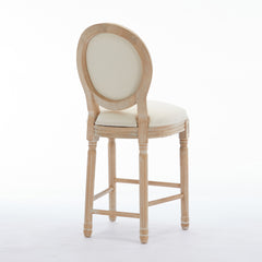 Solid Wood Bar stools Set of 2, Classic French Country Wooden Barstools with Upholstered Seating