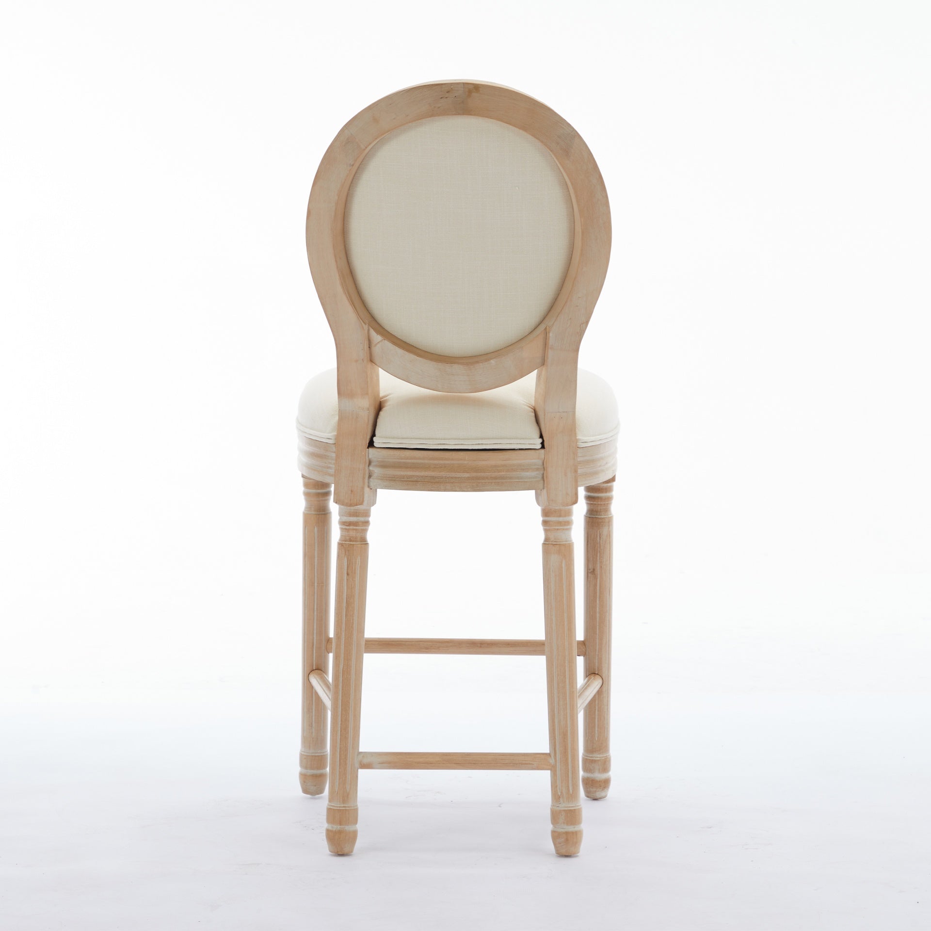 Solid Wood Bar stools Set of 2, Classic French Country Wooden Barstools with Upholstered Seating