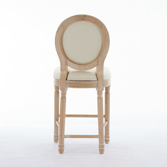 Solid Wood Bar stools Set of 2, Classic French Country Wooden Barstools with Upholstered Seating