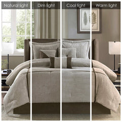 7 Piece Micro Corduroy Comforter Set Taupe Cal King