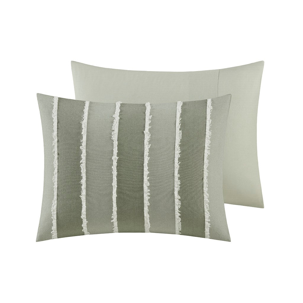Full/Queen 3 Piece Striped Cotton Duvet Cover Set