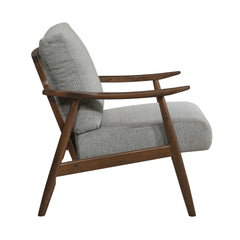 Modern Living Room 1pc Gray Accent Chair Solid Wood Brown Finish Wooden Furniture
