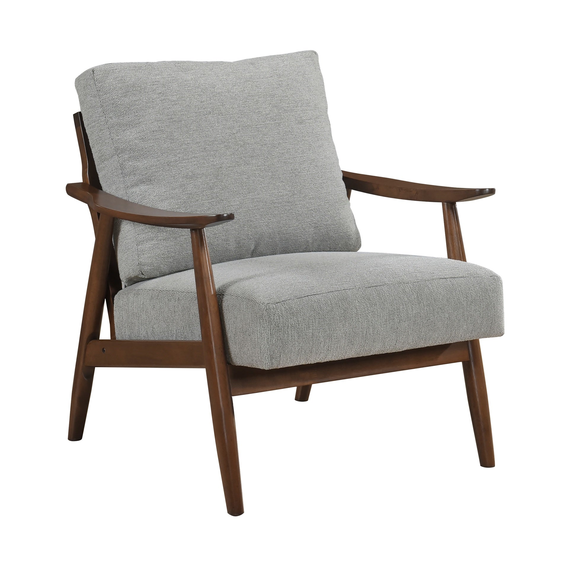 Modern Living Room 1pc Gray Accent Chair Solid Wood Brown Finish Wooden Furniture