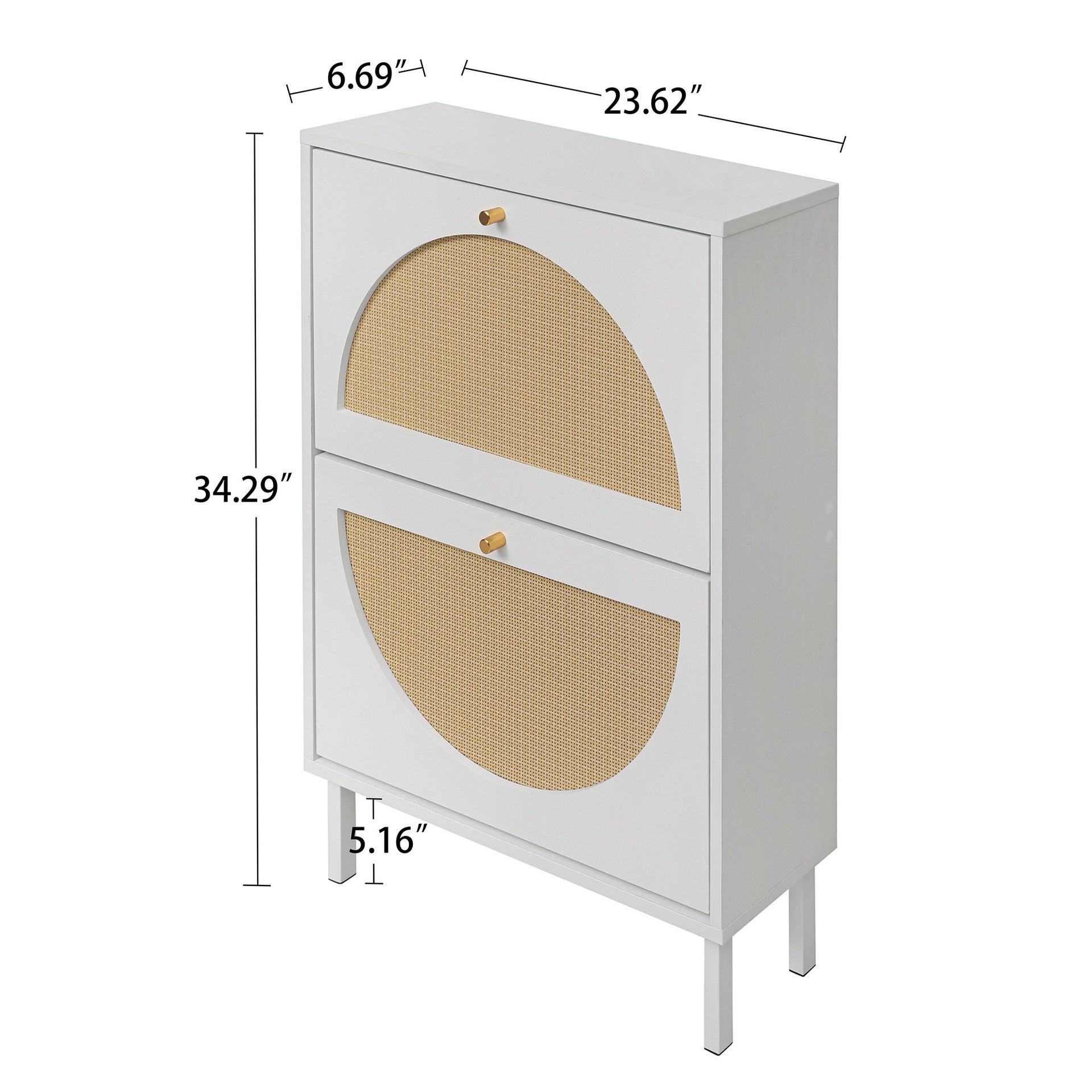 2 Door Shoe Rack, Rattan, Double Layer, Suitable for Living Room, Hallway