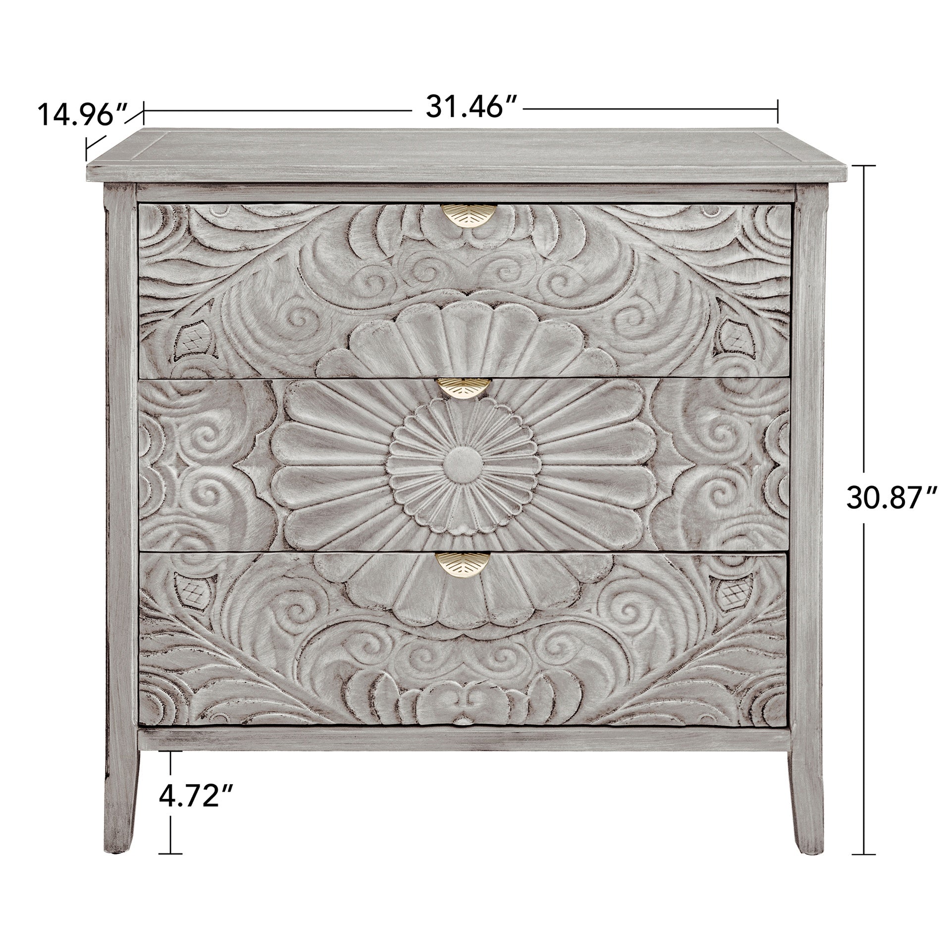 3 Drawer Cabinet, American Furniture, Suitable for Bedroom, Living Room, Study