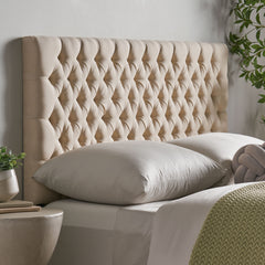 Tufted Upholstered Queen Size Bed Headboard in Modern Button Design, Adjustable Solid Wood Head Board, Solid Wood Head Board with Durable Metal Legs in Bedroom
