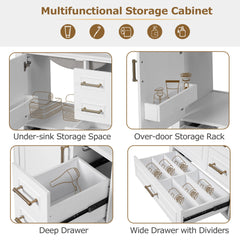 30" Bathroom Vanity with Ceramic Sink, Soft-Close Door with Built-in Shelf, Deep Drawer, Standard Drawer, Long Divider Drawer, Ample Storage Cabinet for Bathroom, Modern & Functional Design