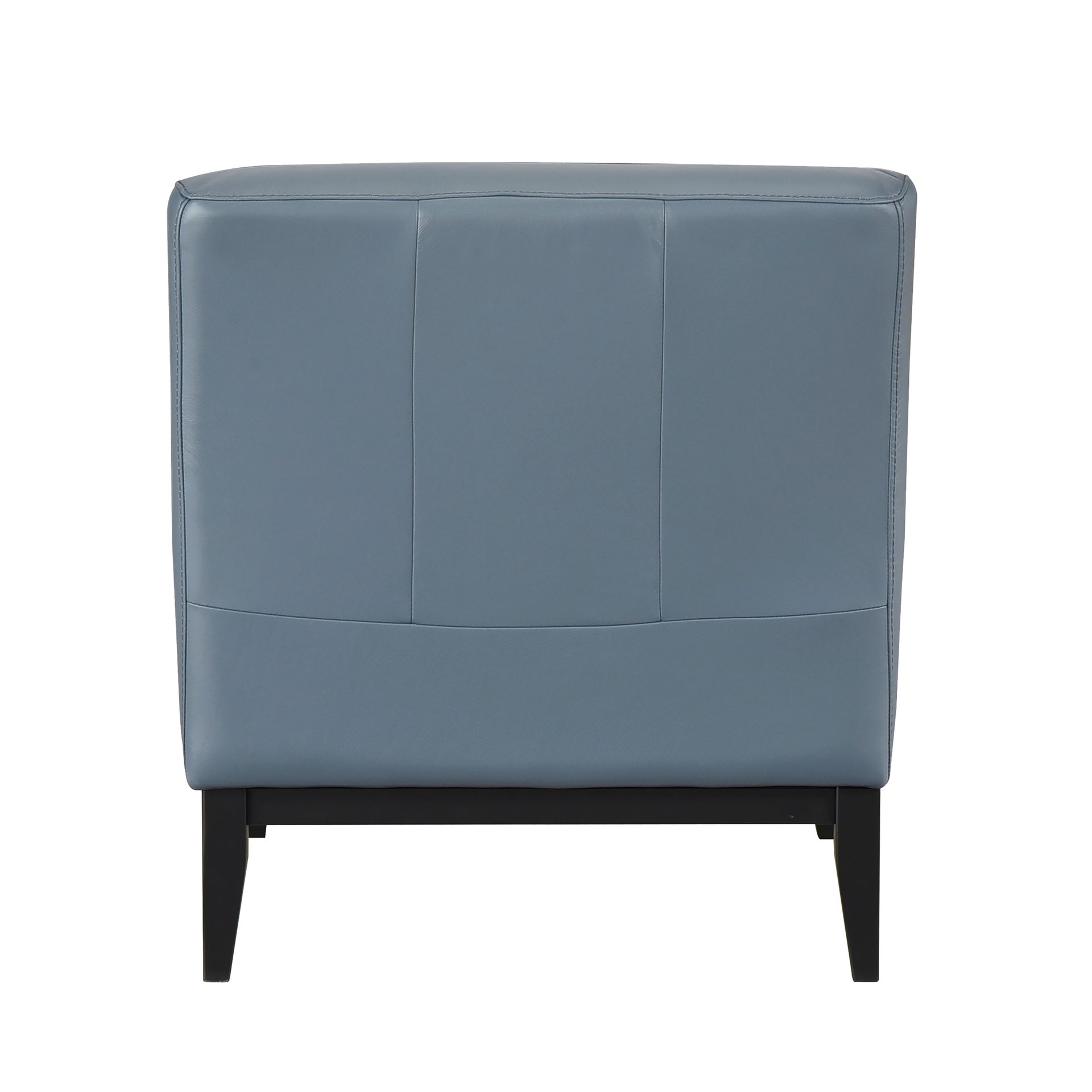 Leather Upholstered Accent Chair Blue Cushion Seat Back Solid Wood Luxurious Living Room Furniture 1pc Durable Comfort Chair