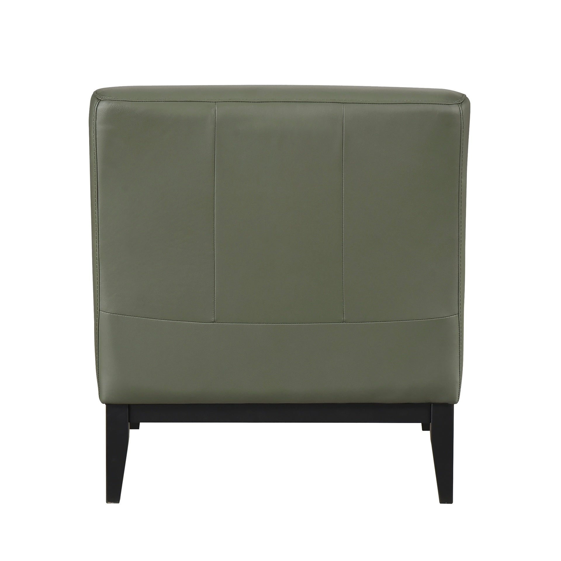 Leather Upholstered Accent Chair Green Cushion Seat Back Solid Wood Luxurious Living Room Furniture 1pc Durable Comfort Chair