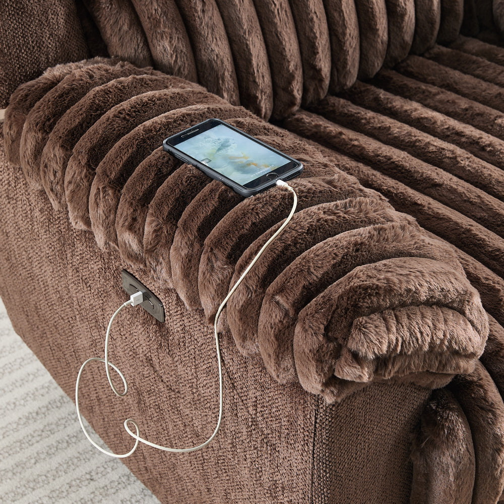 MS P28 Power reclining chair Fabric  two tones brown 2ctns