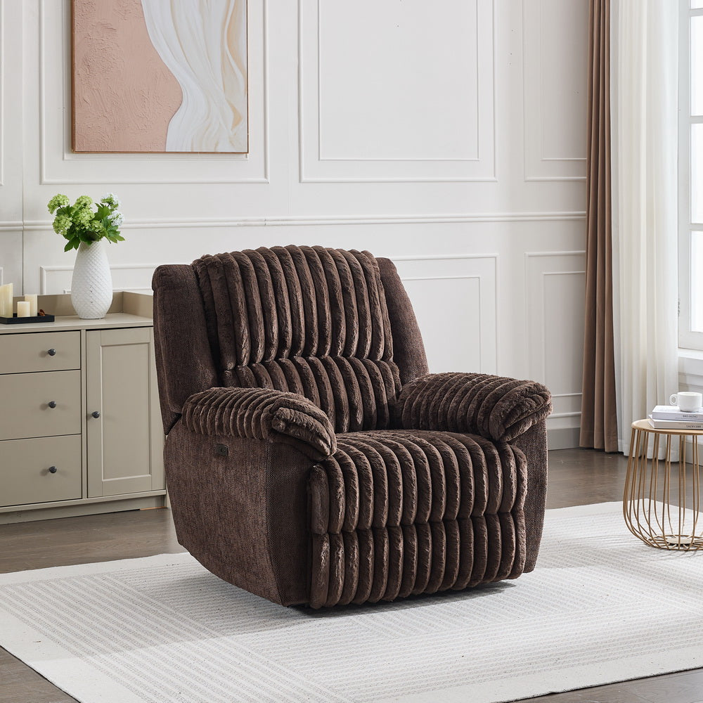 MS P28 Power reclining chair Fabric  two tones brown 2ctns