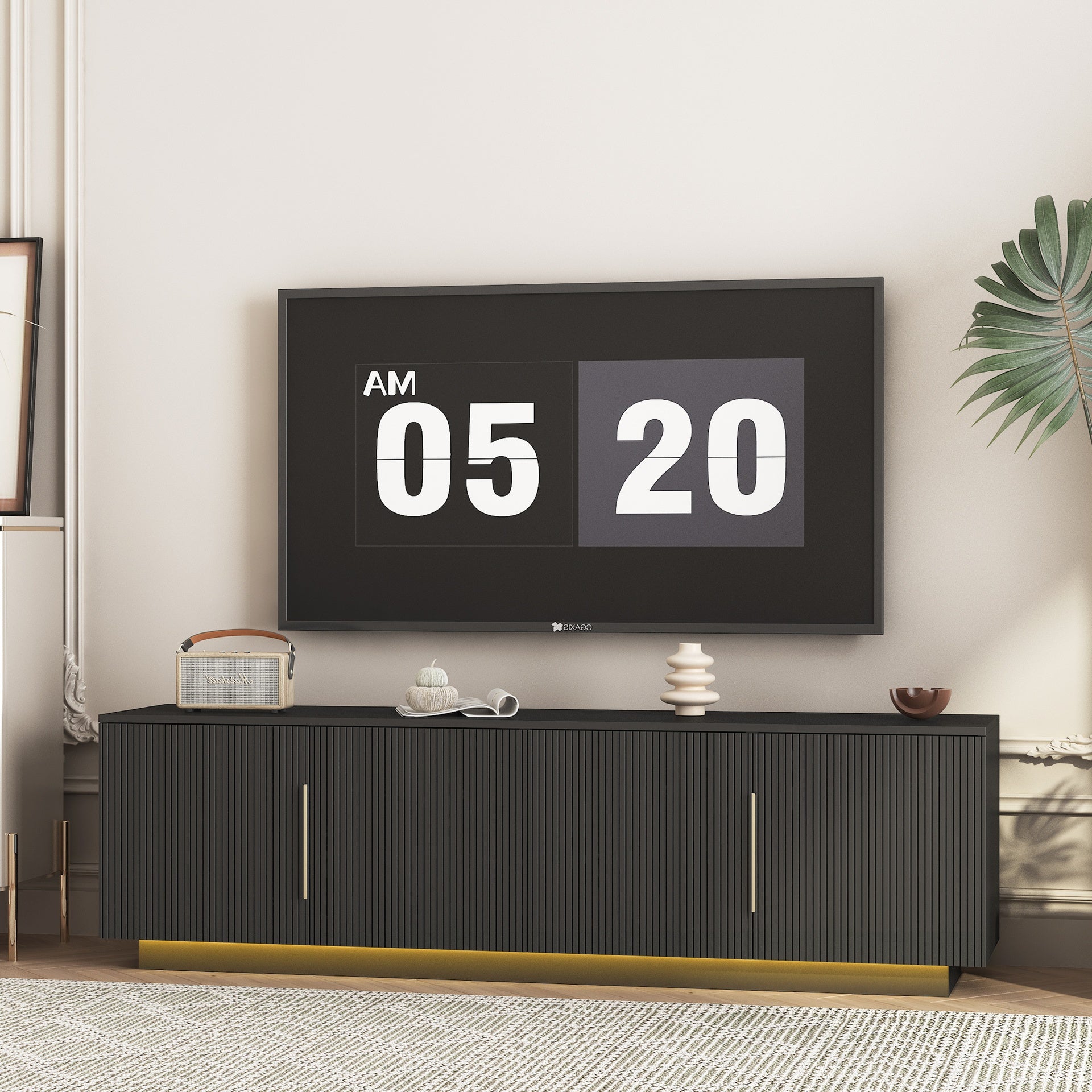 TV Stand  with 16 Color LEDs,68" Modern TV Stand,  TV Cabinet Entertainment Center for 55 60 65 Inch TV