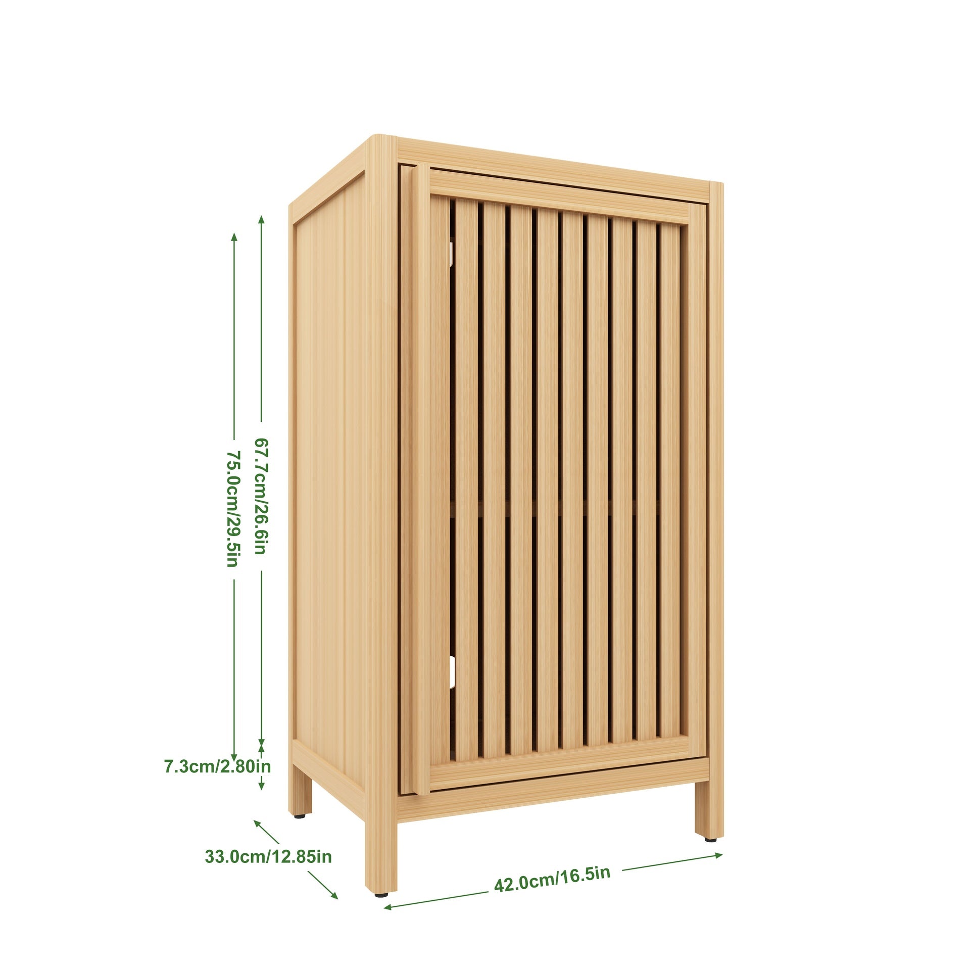 Bathroom Bamboo Storage Cabinet, Freestanding Floor Cabinet with Door and Shelf for Bathroom, Living Room, Bedroom, Hallway, Kitchen