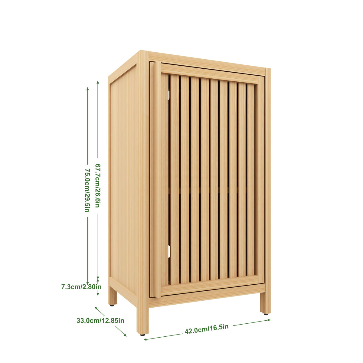 Bathroom Bamboo Storage Cabinet, Freestanding Floor Cabinet with Door and Shelf for Bathroom, Living Room, Bedroom, Hallway, Kitchen