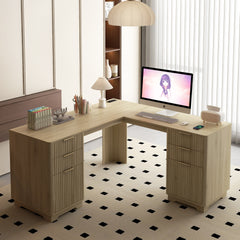 L Shaped Desk,Computer Desk with Drawers,Bookshelf,Modern Corner Desk,Home Office Desk,L-Shaped Study Table Writing Desk,Corner Gaming Computer Desk with Storage