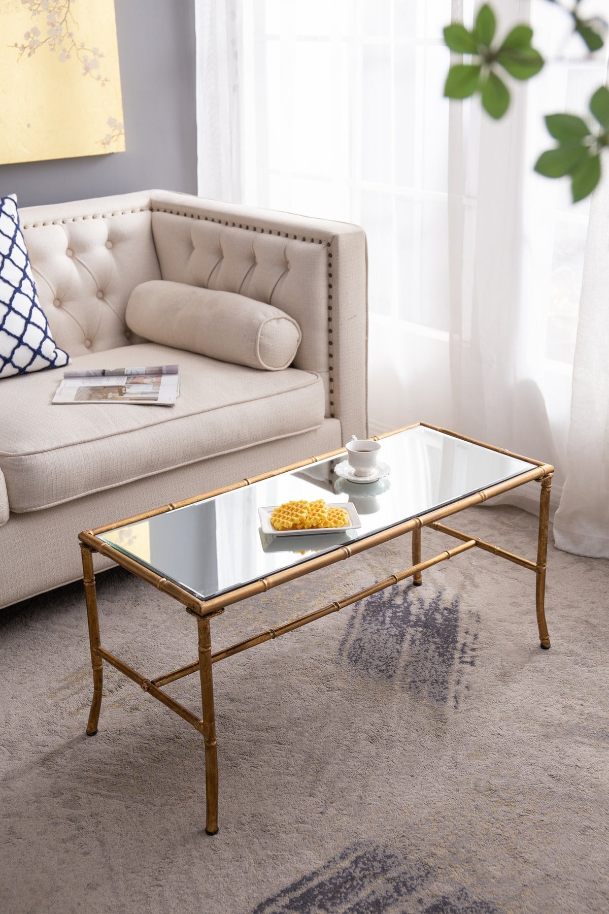 36x16x16.5" Antique Gold Coffee Table