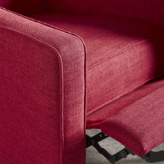 Fabric Recliner Chair Mid-Century Modern Recliner Pushback Single Recliner Sofa with Thicker Seat Cushion Tufted Upholstered Sofa with Wooden leg for Living Room Bedroom