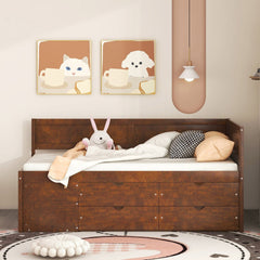 Twin Size Daybed with Drawers and Shelves, Walnut(OLD SKU:LP002022AAD)