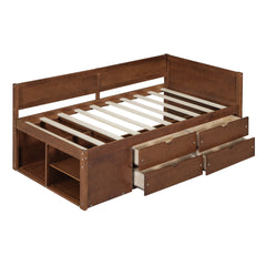 Twin Size Daybed with Drawers and Shelves, Walnut(OLD SKU:LP002022AAD)