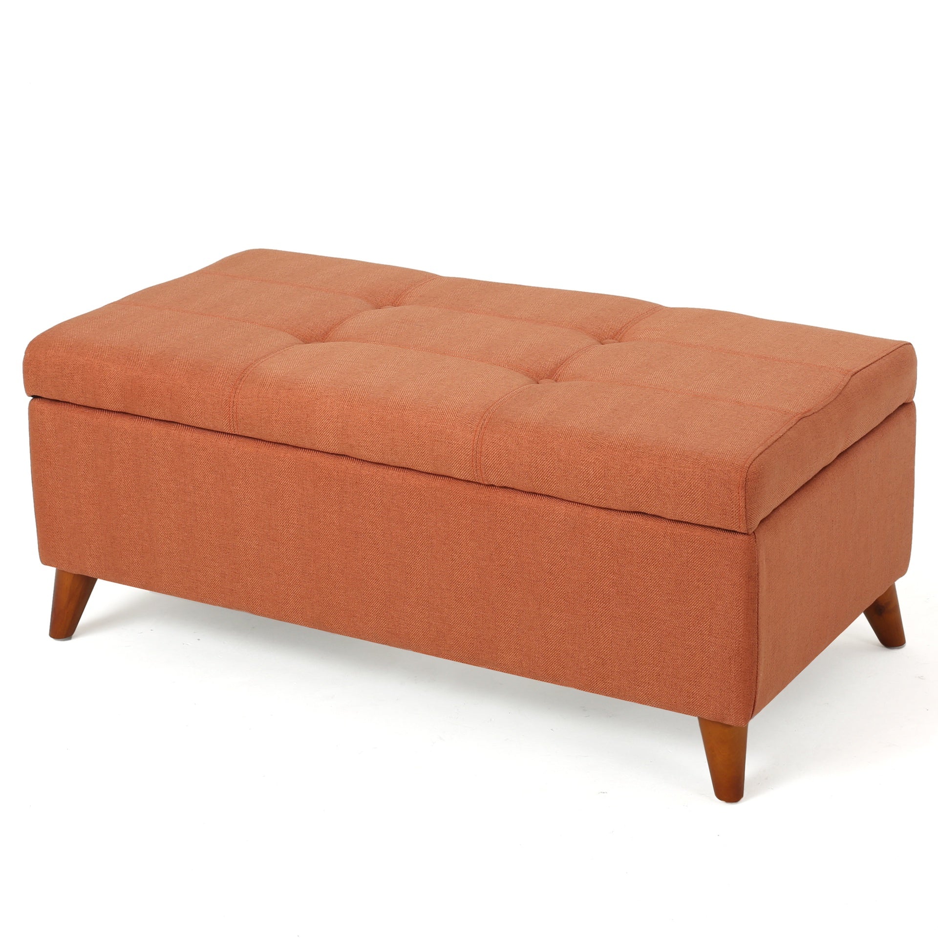 Home Decor, Tufted Ainsley Button Storage Ottoman Bench with Hinged Lid , Ottoman Bench with Storage for Living Room & Bedroom,solid wood leg