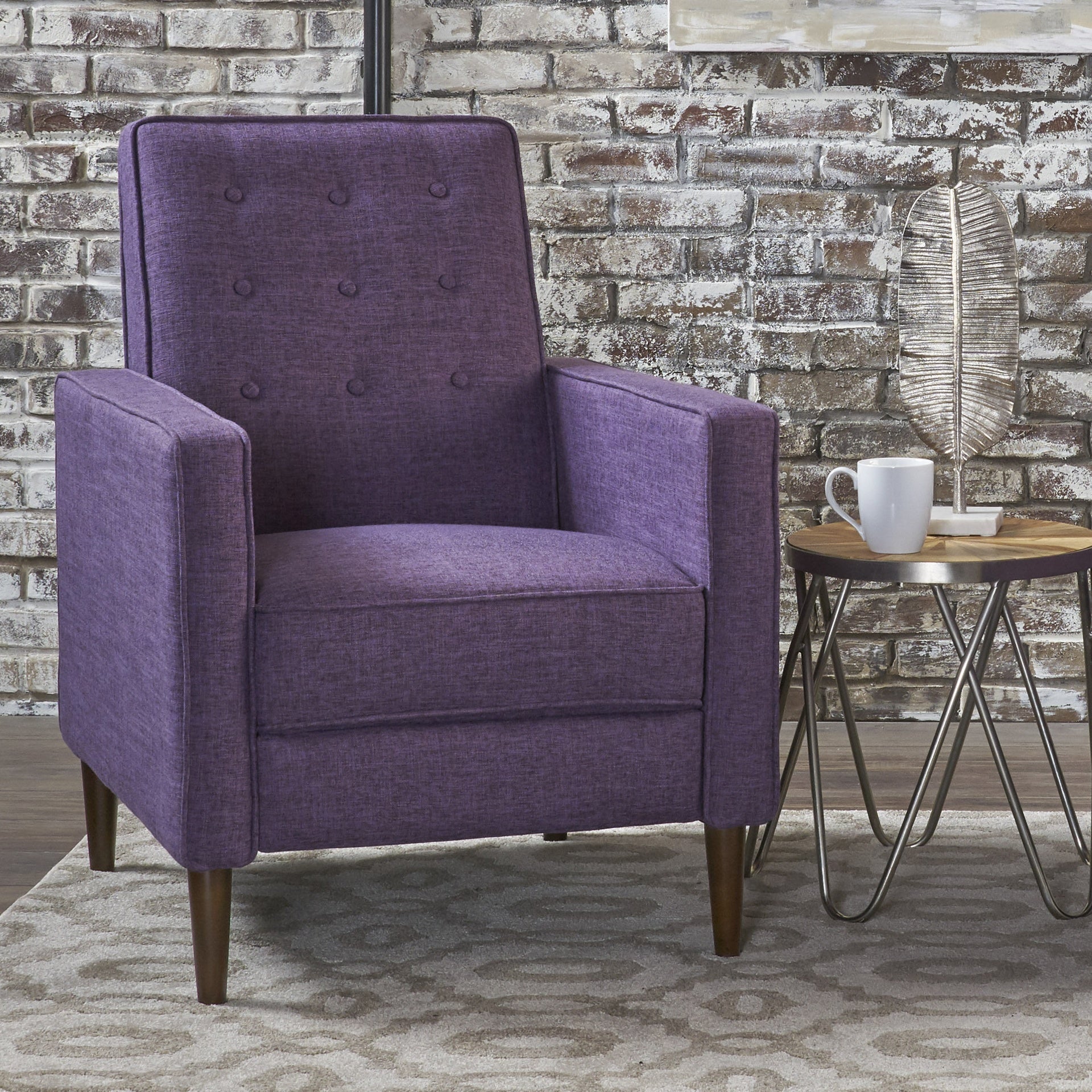 Fabric Recliner Chair Mid-Century Modern Recliner Pushback Single Recliner Sofa with Thicker Seat Cushion Tufted Upholstered Sofa with Wooden leg for Living Room Bedroom
