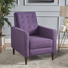 Fabric Recliner Chair Mid-Century Modern Recliner Pushback Single Recliner Sofa with Thicker Seat Cushion Tufted Upholstered Sofa with Wooden leg for Living Room Bedroom