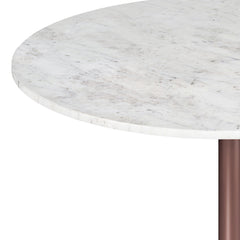 Osborne 36 inch Wide Genuine Marble and Iron Contemporary Dining Table in White/Antique Copper