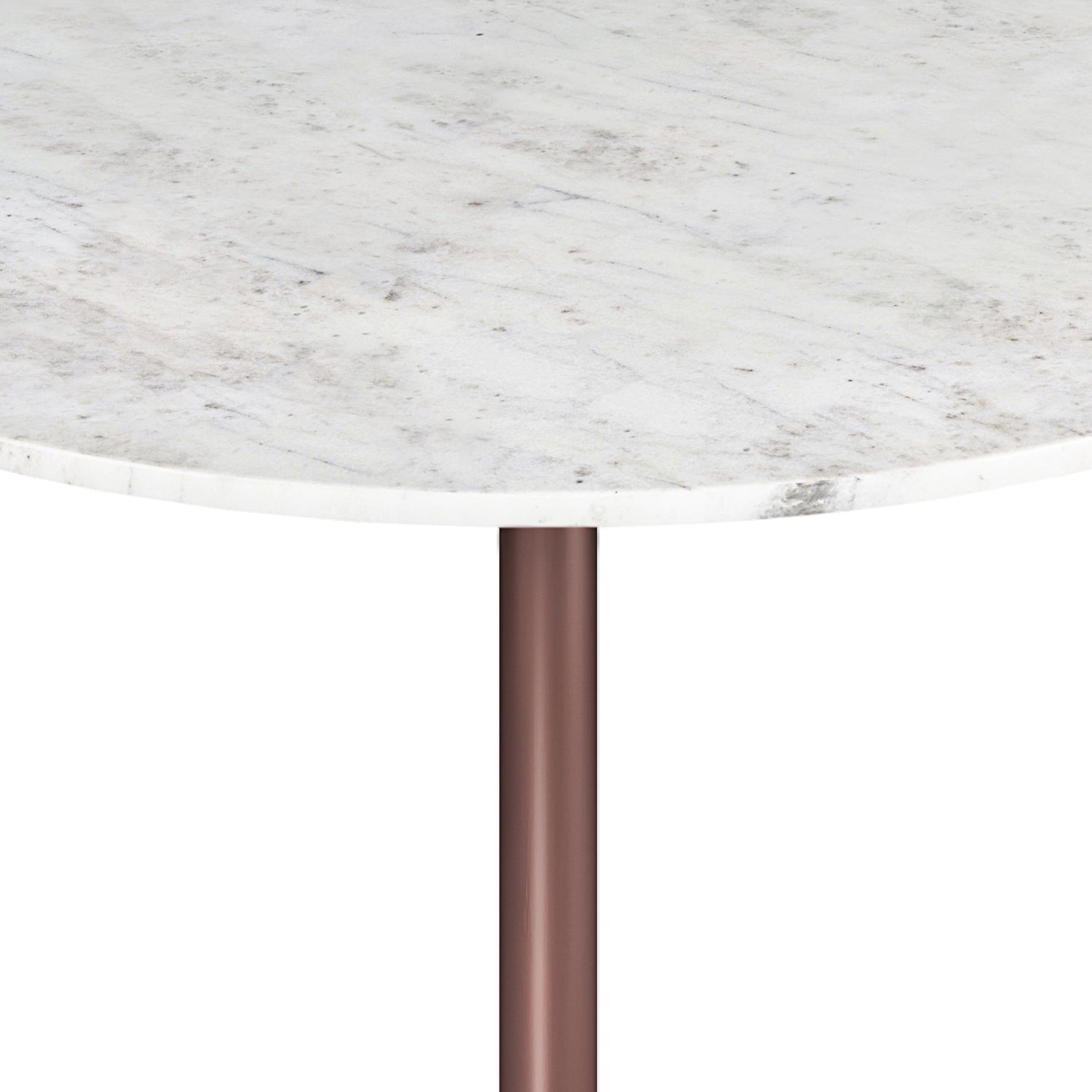 Osborne 36 inch Wide Genuine Marble and Iron Contemporary Dining Table in White/Antique Copper