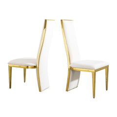 Dining Chairs Set of 2, Modern High Back velvet  Chairs with Gold Stainless Steel Frame, Upholstered Accent Chairs for Dining Room, Kitchen or Living Room