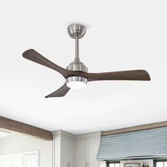 42" Solid Wood Blades Ceiling Fan with Lights Remote Control,Quiet DC Motor 3 Blade Ceiling Fans 6 Speed Levels,Reversible Ceiling Fan, for Patio Living Room, Bedroom, Office,Indoor.(Stain nickel )