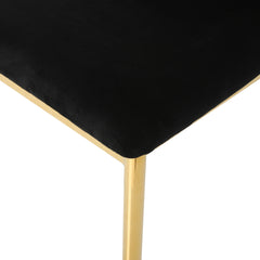 Modern simple black velvet dining chair, family bedroom stool back student table chair, gold-plated metal chair legs, suitable for dining room kitchen bedroom (set of 2)