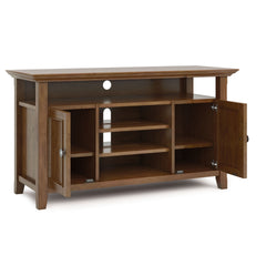 Amherst 54 inch Wide Solid Wood TV Stand in Medium Saddle Brown For TVs up to 60 inches