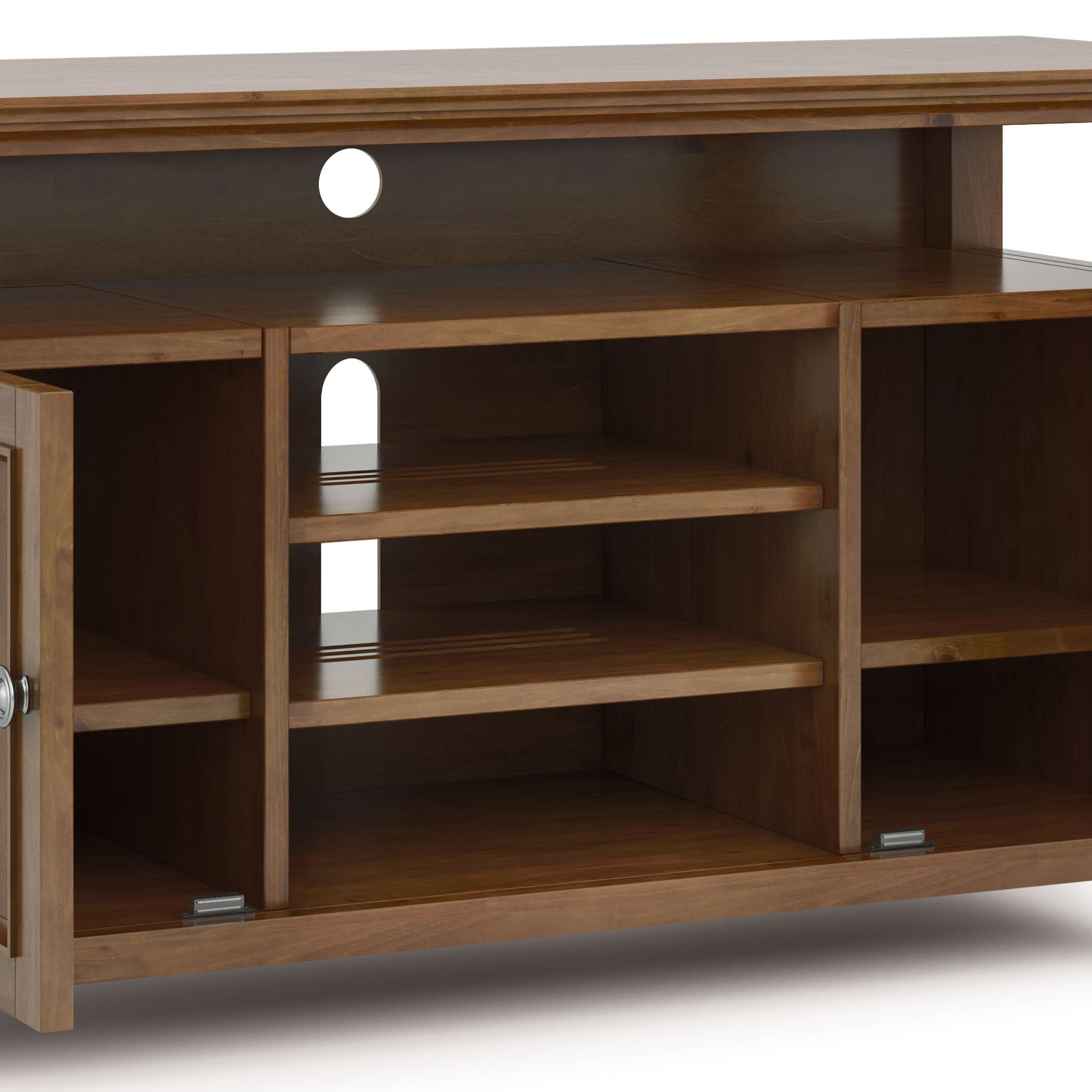 Amherst 54 inch Wide Solid Wood TV Stand in Medium Saddle Brown For TVs up to 60 inches