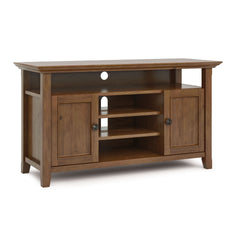 Amherst 54 inch Wide Solid Wood TV Stand in Medium Saddle Brown For TVs up to 60 inches