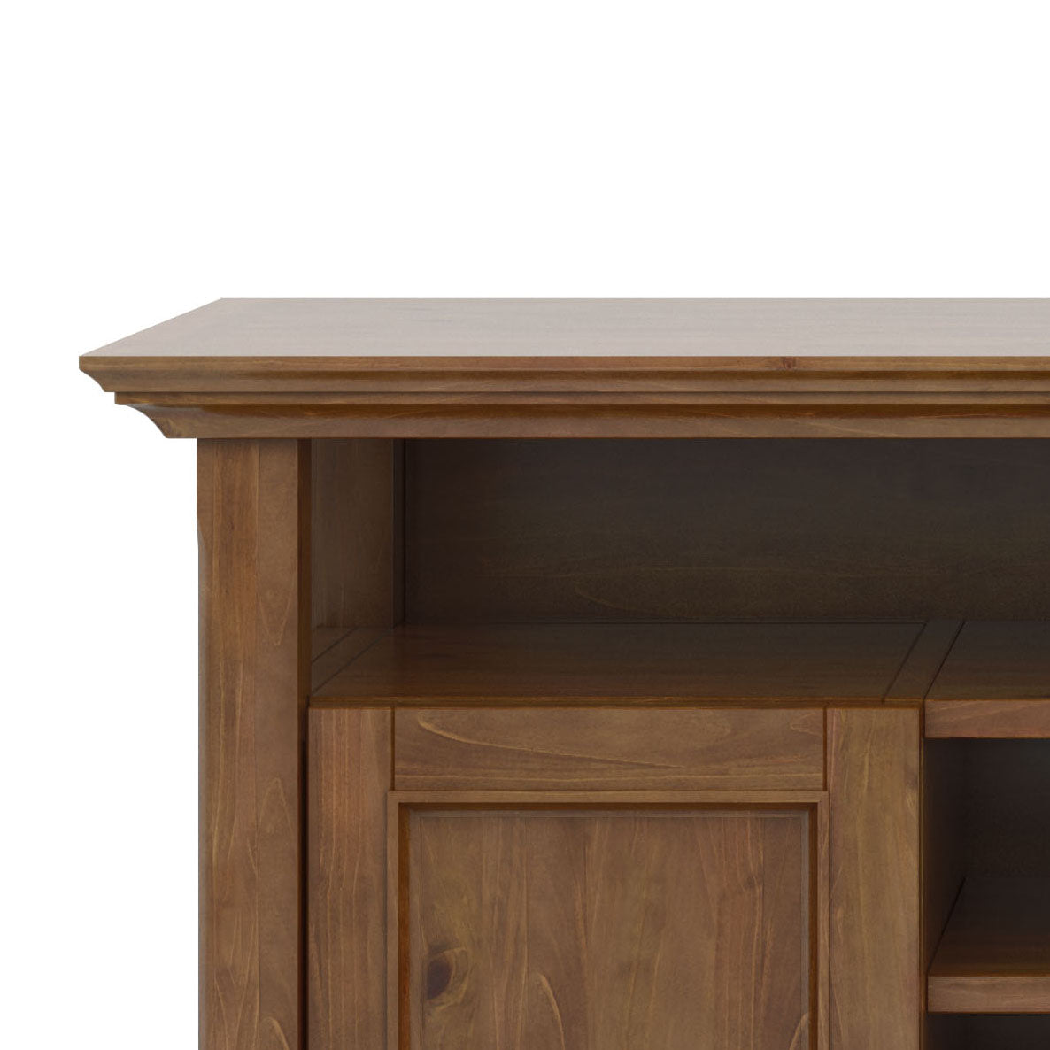Amherst 54 inch Wide Solid Wood TV Stand in Medium Saddle Brown For TVs up to 60 inches