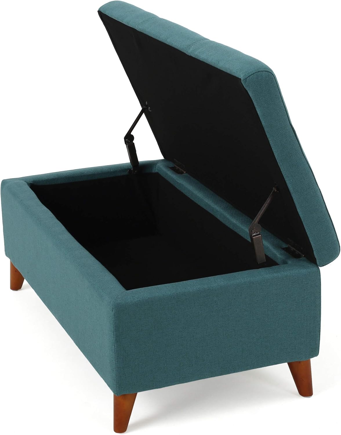 Home Decor, Tufted Ainsley Button Storage Ottoman Bench with Hinged Lid, Ottoman Bench with Storage for Living Room & Bedroom, Solid wood leg
