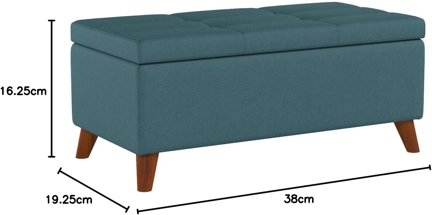 Home Decor, Tufted Ainsley Button Storage Ottoman Bench with Hinged Lid, Ottoman Bench with Storage for Living Room & Bedroom, Solid wood leg