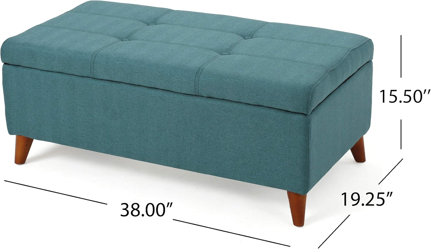 Home Decor, Tufted Ainsley Button Storage Ottoman Bench with Hinged Lid, Ottoman Bench with Storage for Living Room & Bedroom, Solid wood leg