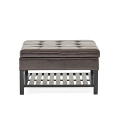 Storage Ottoman Coffee Table,Square Ottoman with Storage and Bottom Rack, Tufted Upholstered Ottomans Coffee Table for Living Room