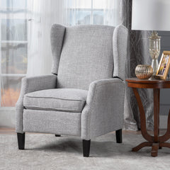 Pushback Recliner Chair, Modern Fabric Wingback Armchair with Nailhead Trim, and Wood Legs, Classic Living Room Recliner for Bedroom