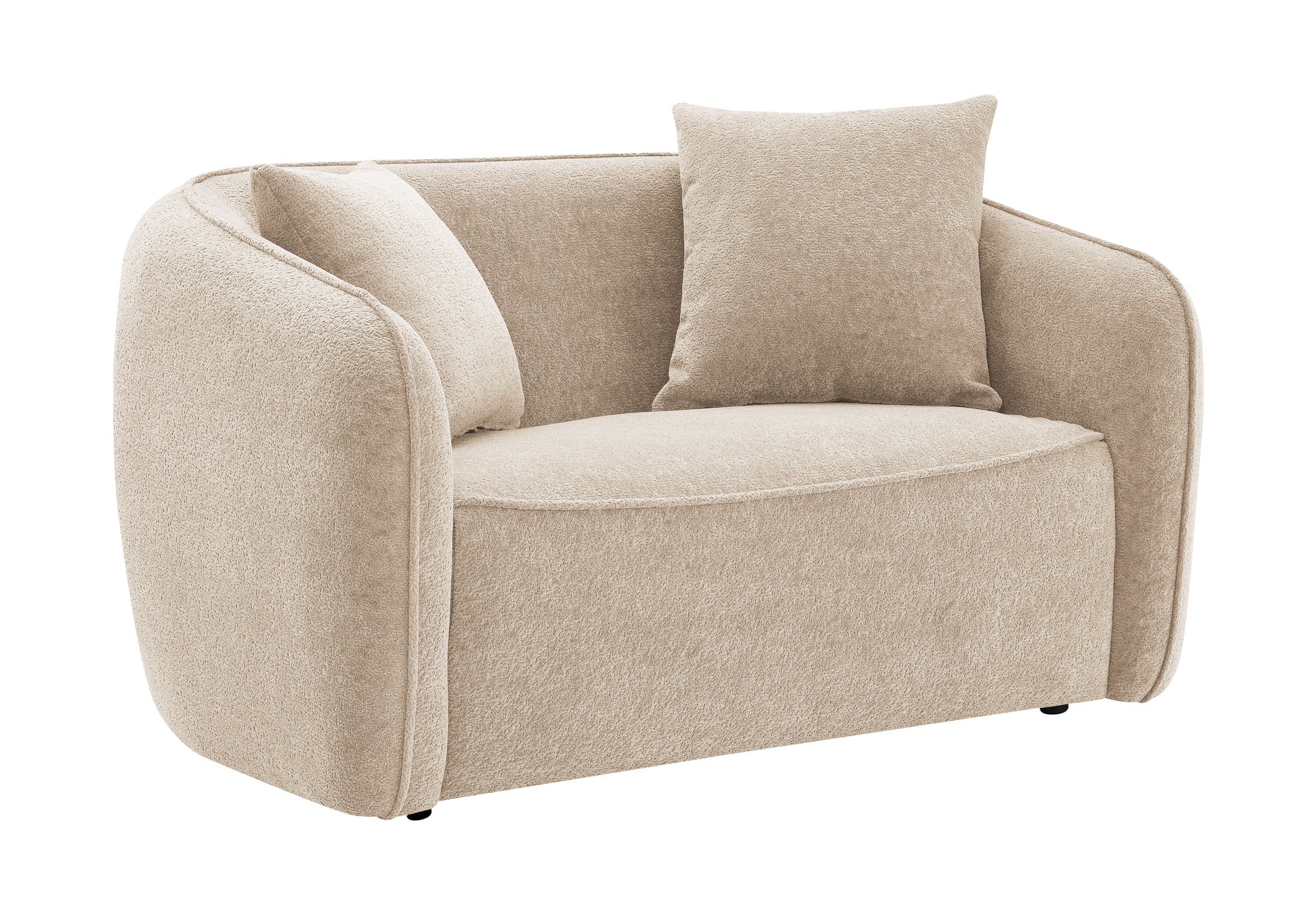 Keith Beige Chenille Loveseat with 2 Matching Color Toss Pillows