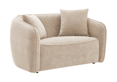 Keith Beige Chenille Loveseat with 2 Matching Color Toss Pillows