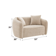 Keith Beige Chenille Loveseat with 2 Matching Color Toss Pillows