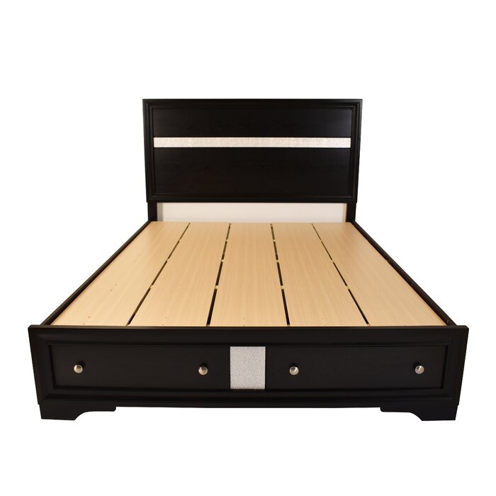 Traditional Style Queen 5 PC Storage Bedroom Set in Black made with Wood