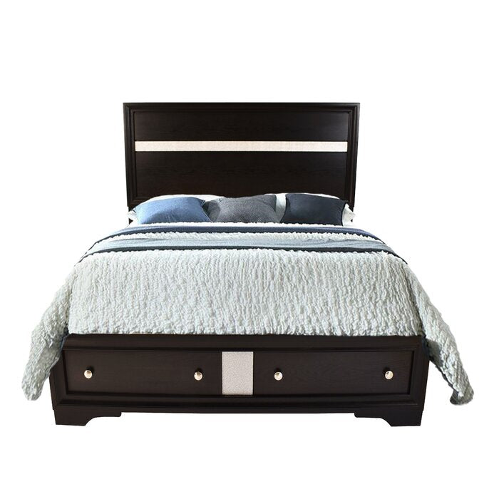 Traditional Style Queen 5 PC Storage Bedroom Set in Black made with Wood