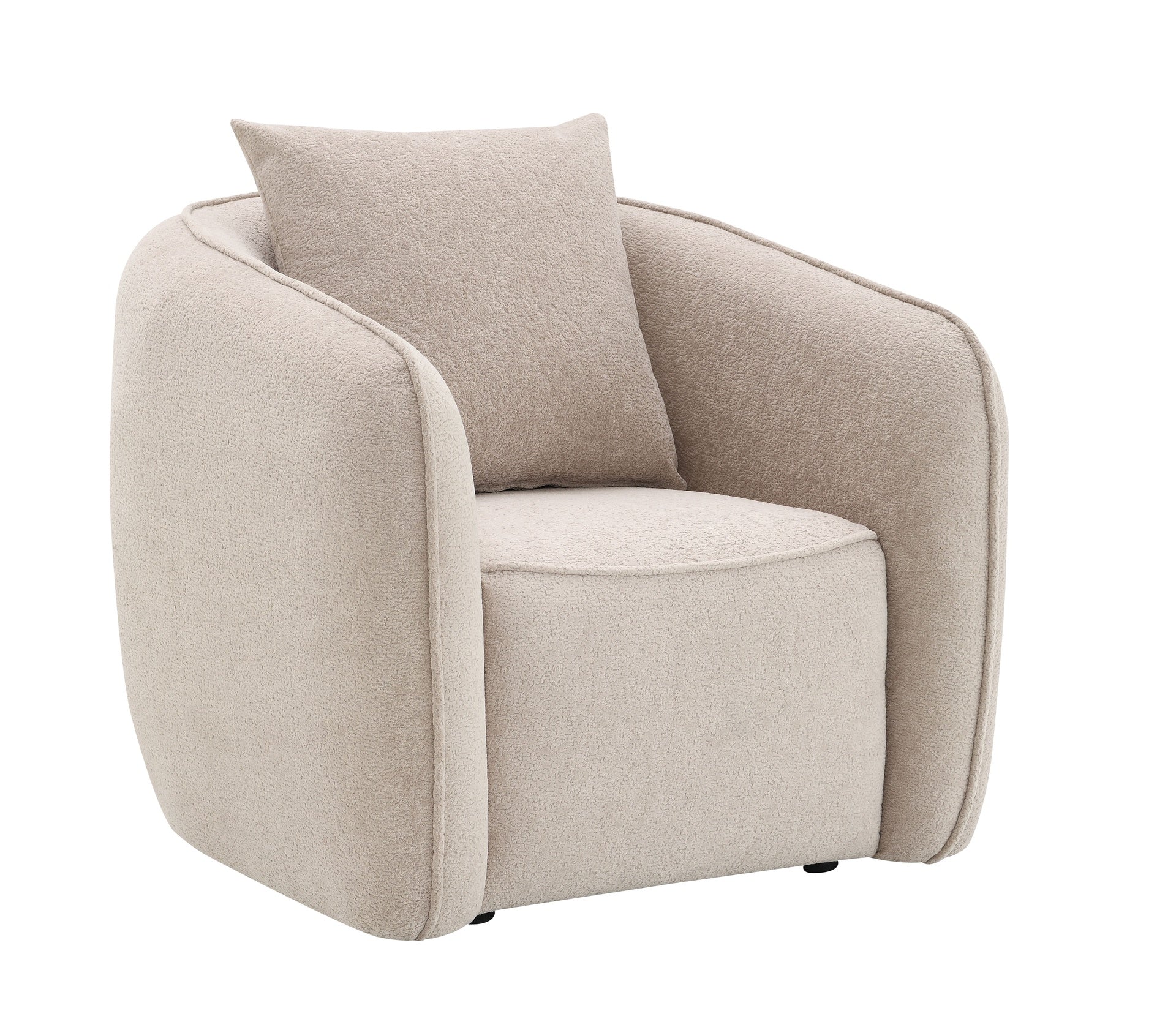 Keith Beige Chenille Chair with 1 Matching Color Toss Pillows